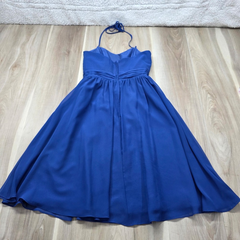 Alfred Angelo Halter Cocktail Dress Mediterranean Blue Chiffon Formal‎ Size 0